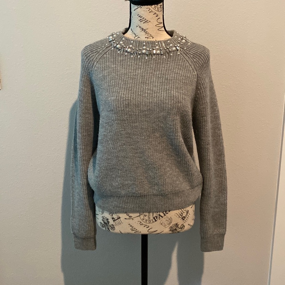 Grey embellished sweater